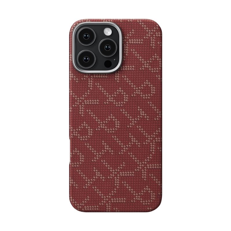 Husa PITAKA Tactile Woven compatibila cu iPhone 16 Pro Max PTK Red/Gold